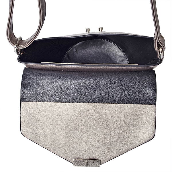 Greenwich Classic Structured Silver Grey and Colour Messenger Bag with Adjustable Shoulder Strap ( Size 24.5x24x16x16 Cm)
