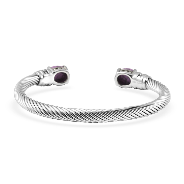 Purple Howlite Cuff Bangle (Size - 7.5) in Stainless Steel