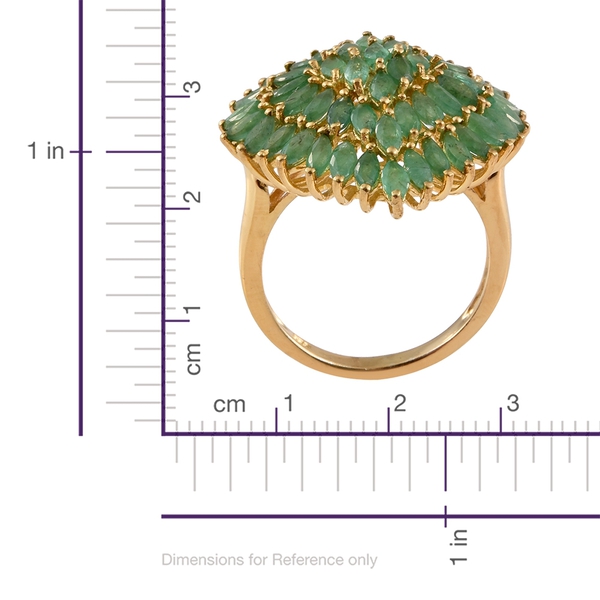Kagem Zambian Emerald (Mrq) Cluster Ring in 14K Gold Overlay Sterling Silver 4.500 Ct.