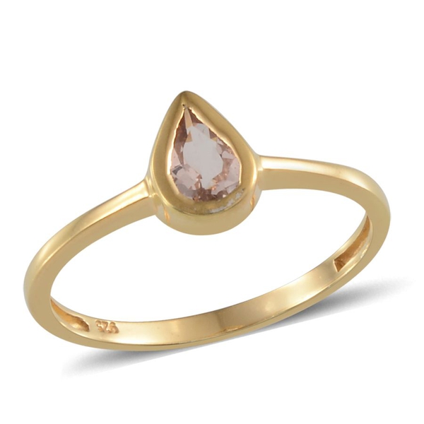 Marropino Morganite (Pear) Solitaire Ring in 14K Gold Overlay Sterling Silver 0.500 Ct.