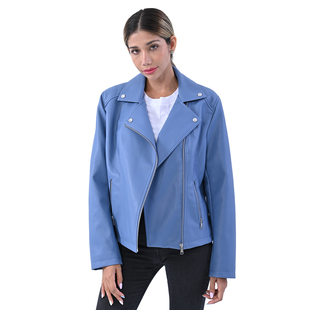TAMSY Lapel Collar Jacket with Pockets - Blue