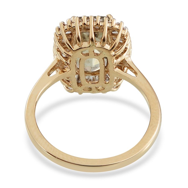 ILIANA 18K Y Gold Turkizite (Cush 3.65 Ct), Diamond Ring 4.400 Ct.