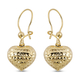 Royal Bali Collection - 9K Yellow Gold Heart Earrings with Fancy Hook