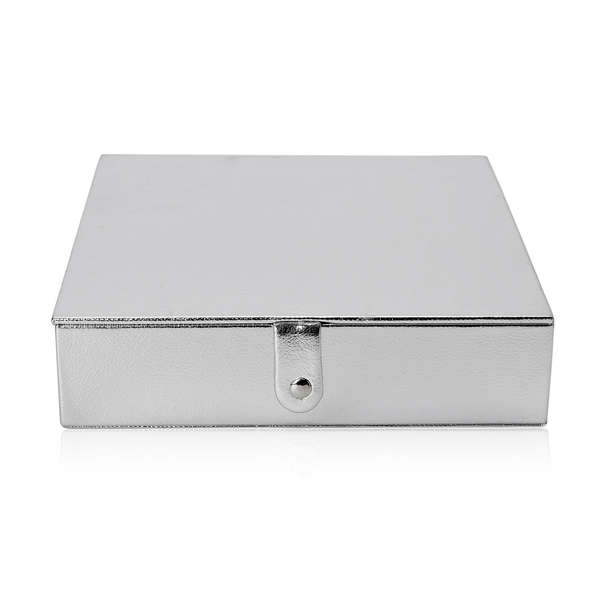 Silver Leather Look Jewellery Box with AntiTarnish Velvet Lining (Size 23x23x6 Cm)