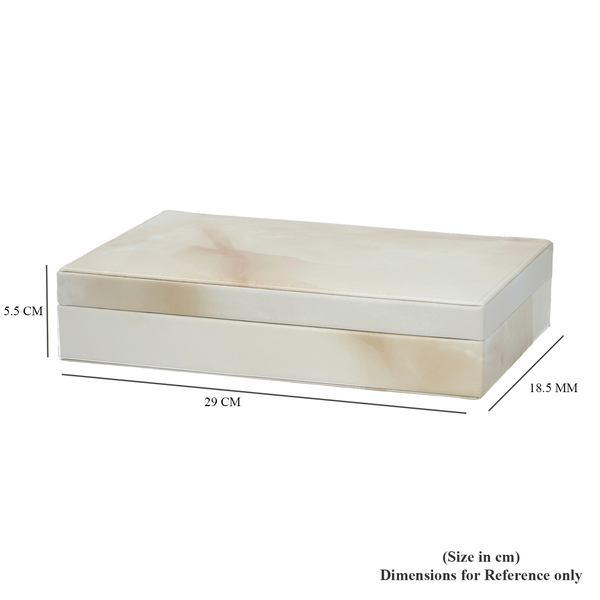 Stylish and Portable Marble Pattern Jewellery Box (Size 29x18.5x5.5Cm) - Cream