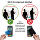 100% Genuine Leather RFID Protected Wallet with 2 Passport Case, Luggage Tag and 9 Card Slot- Black