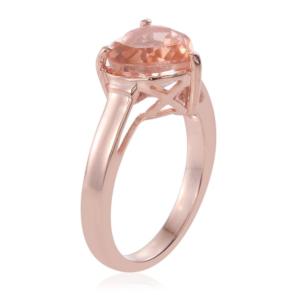 Galileia Blush Pink Quartz (Hrt) Solitaire Ring in Rose Gold Overlay Sterling Silver 3.750 Ct.