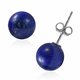 Lapis Lazuli (Rnd) Stud Earrings (with Push Back) in Rhodium Overlay Sterling Silver 8.00 Ct.
