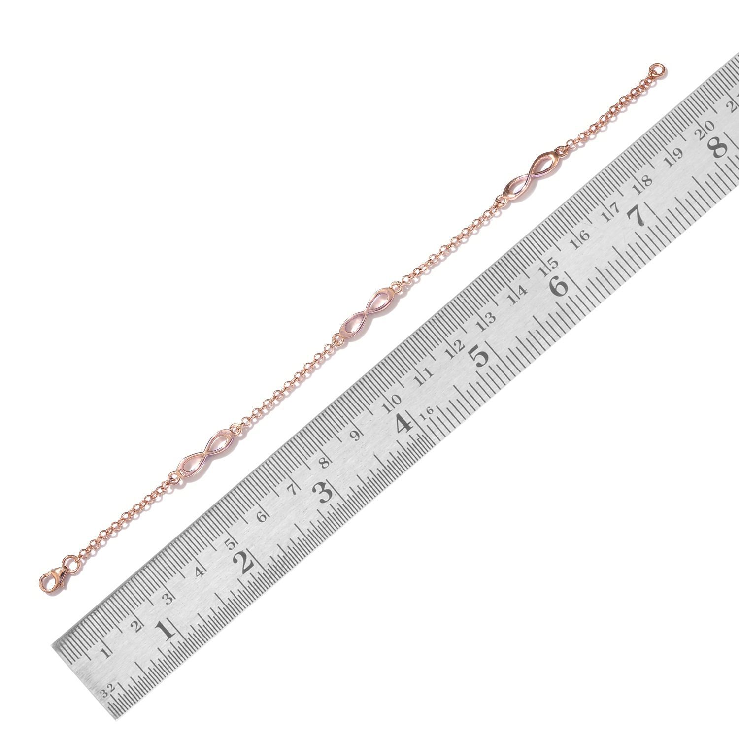 Rose Gold Overlay Sterling Silver Infinity Bracelet (Size 7.5), Silver wt 3.75 Gms.