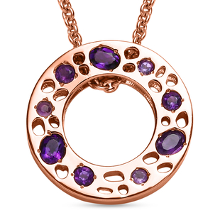 RACHEL GALLEY Amethyst Pendant With Chain (Size 18/24/30) in Vermeil Rose Gold Overlay Sterling Silv