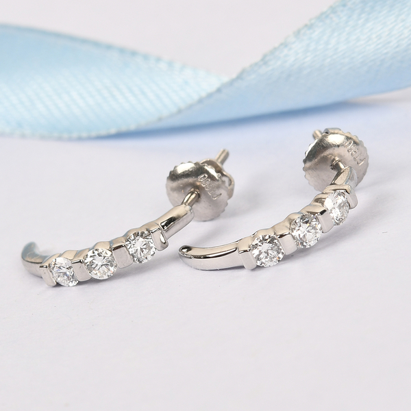 RHAPSODY 950 Platinum IGI Certified Diamond (Rnd) (VS/E-F) Half Hoop Earrings (with Screw Back) 0.50 Ct.
