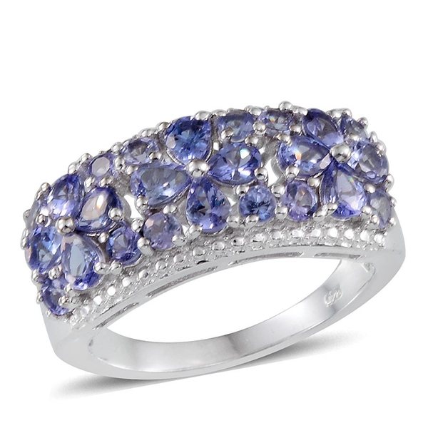 Tanzanite (Pear) Ring in Platinum Overlay Sterling Silver 2.250 Ct.