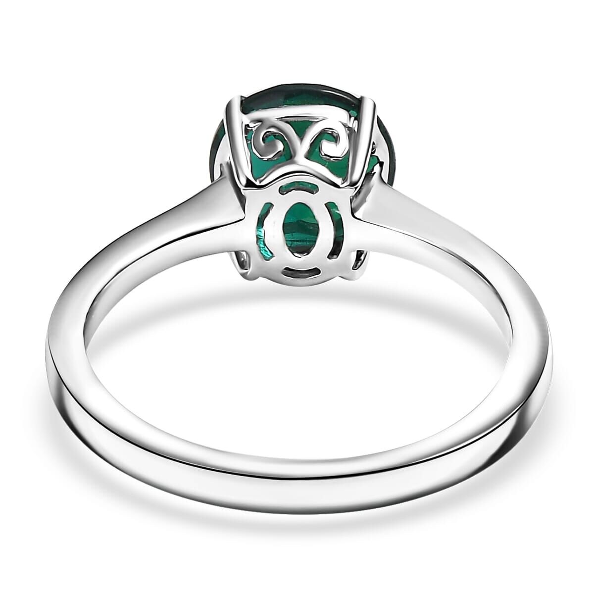 10K White Gold AAA Lab Grown Emerald Solitaire Ring, Gold Wt.3.02 Gms  1.635  Ct.