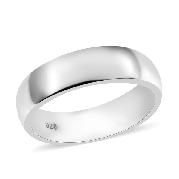 6mm Plain Band Ring in Platinum Plated Sterling Silver 4.24 Grams