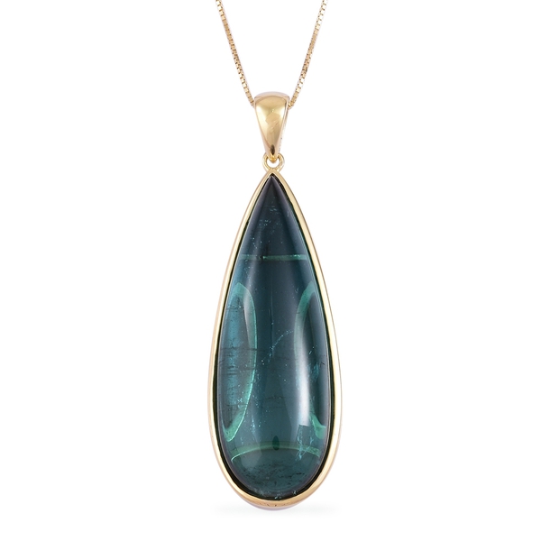 ILIANA 18K Y Gold AAA Monte Belo Indicolite (Pear) Pendant With Chain 21.220 Ct.