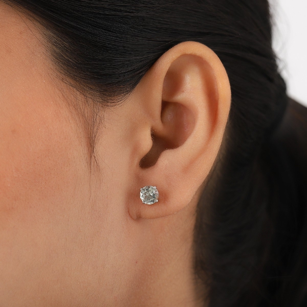 Prasiolite Stud Earrings (with Push Back) in Platinum Overlay Sterling Silver 1.59 Ct.