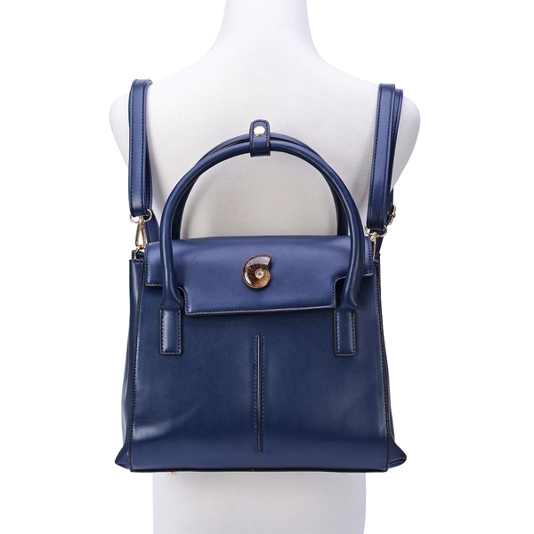 Super Bargain Price- Navy Colour Back Pack with Ammonite, Adjustable and Removable Shoulder Strap (S