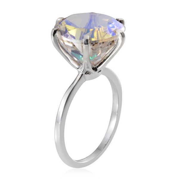 Mercury Mystic Topaz (Rnd) Solitaire Ring in Platinum Overlay Sterling Silver 9.750 Ct.
