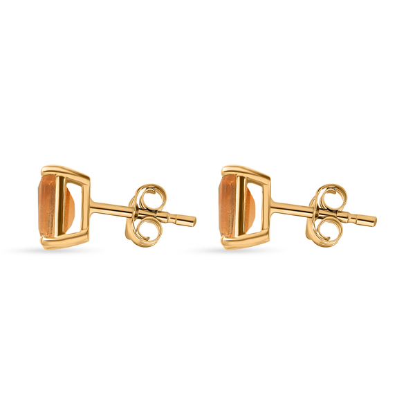Citrine Stud Earrings (With Push Back) in 14K Gold Overlay Sterling Silver 1.74 Ct.