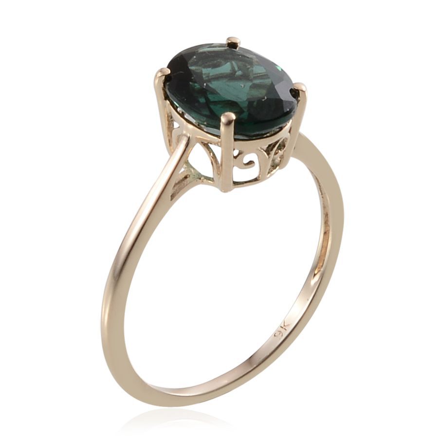 9K Y Gold Ocean Blue Apatite (Ovl) Solitaire Ring 2.750 Ct.