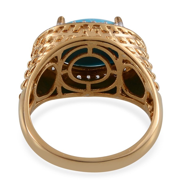 Arizona Sleeping Beauty Turquoise (Ovl 3.75 Ct), Natural Cambodian Zircon Ring in 14K Gold Overlay Sterling Silver 4.250 Ct.