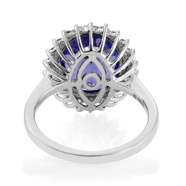 ILIANA 18K White Gold 6.75 Carat AAA Tanzanite Engagement Ring With Diamond SI G-H