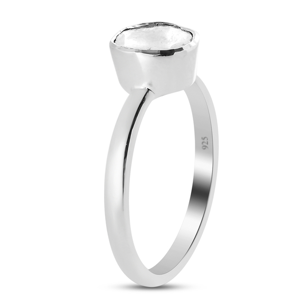 Polki Diamond Solitaire Ring in Platinum Overlay Sterling Silver 0.25 Ct.