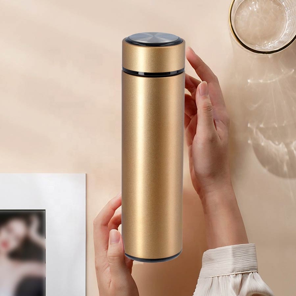 Hot and Cold Thermos Bottle with Tea Infuser (Size 23x6cm - 500ml) - Gold