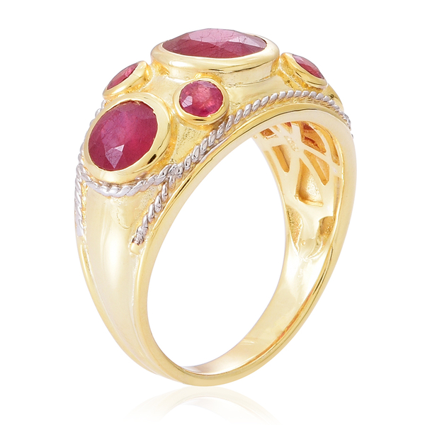 African Ruby (Rnd 2.50 Ct) Ring in 14K Gold Overlay Sterling Silver 5.700 Ct.