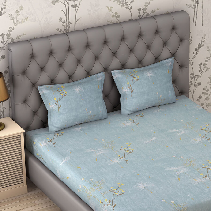 Set of 4 Floral Printed Sheet Set Flat, Fitted Sheet and ...