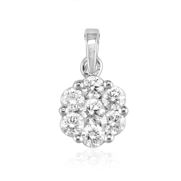 RHAPSODY 950 Platinum IGI Certified Diamond (Rnd 0.14 Ct) (VS/ E-F) 7 Stone Floral Pendant 0.500 Ct.