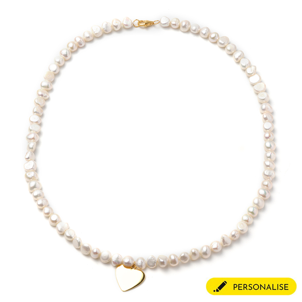 White Freshwater Pearl  Necklace (Size - 20) in Gold Platinum Overlay Sterling Silver