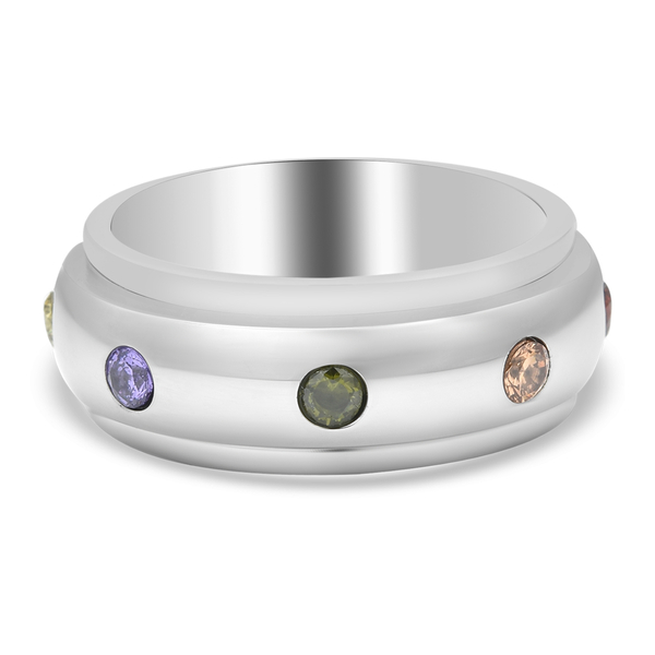 Simulated Multi Sapphire Ring in Stainless Steel