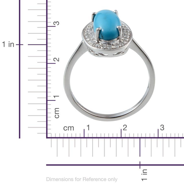 14K W Gold Arizona Sleeping Beauty Turquoise (Ovl 2.00 Ct), Diamond Ring 2.250 Ct.