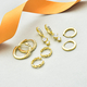 Set of Cuff, Dangle, Drop, Huggie Hoop Earrings for Women with Cubic Zirconia in Gold plated Sterling Silver - 4 Pairs