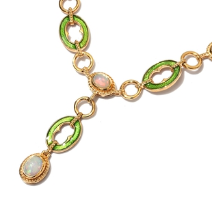 Designer inspired-Ethiopian Welo Opal Necklace (Size 18) in 14K Gold Overlay Sterling Silver 3.50 Ct