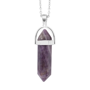 16 Carat Amethyst Solitaire Pendant with Chain in Stainless Steel