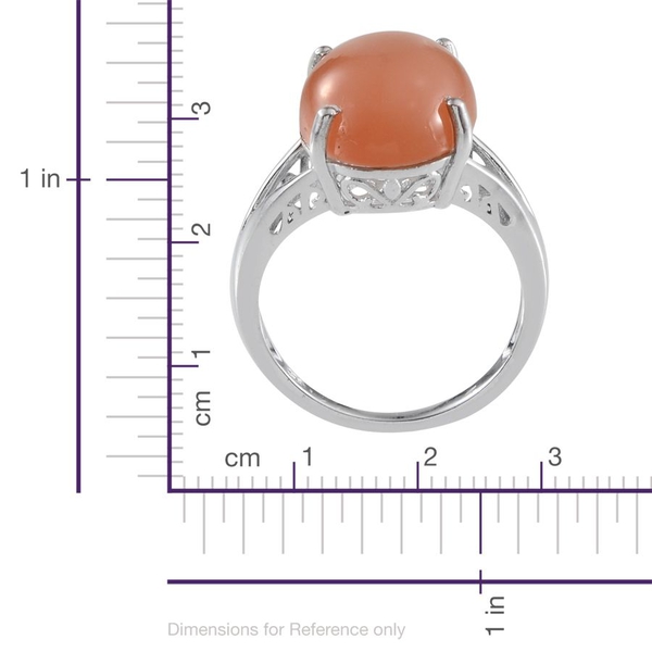 Mitiyagoda Peach Moonstone (Ovl) Solitaire Ring in Platinum Overlay Sterling Silver 6.500 Ct.