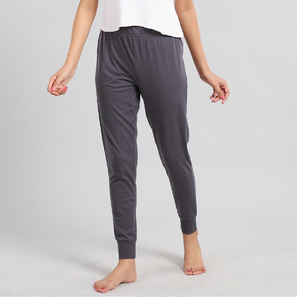 100% Cotton Single Jersey Loungewear Leggings in Grey (Size Large)