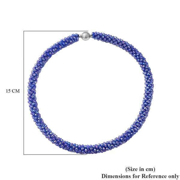 Blue AB Colour Beads Necklace (Size - 20) with Magnetic Lock in Stainless Steel