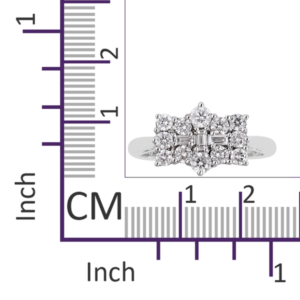 ILIANA 18K W Gold IGI Certified Diamond (Bgt) (SI/G-H) Boat Cluster Ring 1.000 Ct.