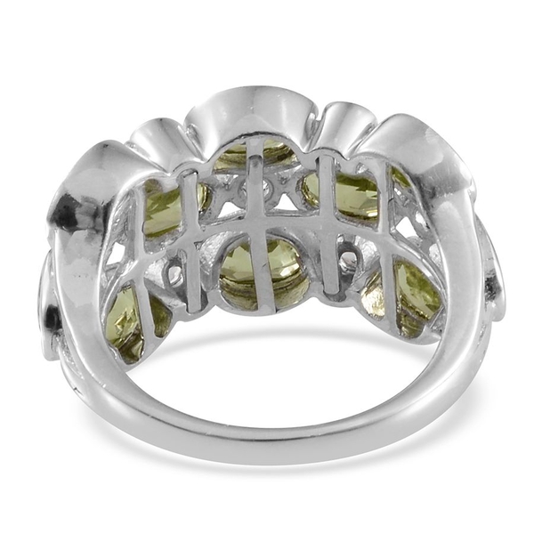 Hebei Peridot (Ovl), White Topaz Ring in Platinum Overlay Sterling Silver 4.750 Ct.