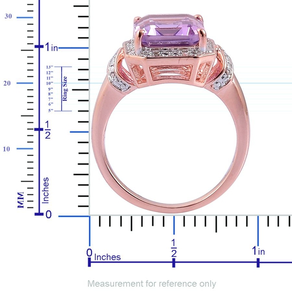 Rose De France Amethyst (Oct 3.75 Ct), White Zircon Ring in Rose Gold Overlay Sterling Silver 3.850 Ct.