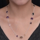 Rose Quartz, Amethyst and Multi Gemstone Station Necklace (Size - 20) in Sterling Silver 17.71 Ct, Silver wt 5.00 Gms