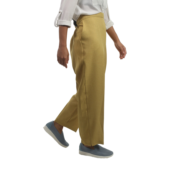 Emma Half Elasticated Comfortable Summer Trousers in Mustard