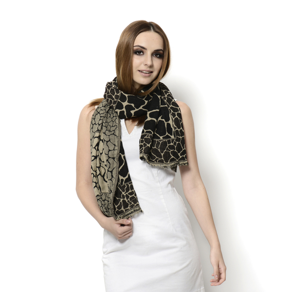 Snake Pattern Chocolate and Multi Colour Scarf (Size 170x65 Cm)