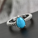 Arizona Sleeping Beauty Turquoise Solitaire Ring in Platinum Overlay Sterling Silver 1.13 Ct.