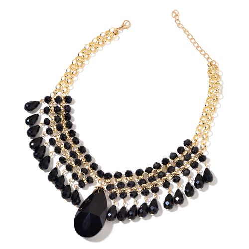 Simulated Black Spinel Necklace (Size 20 with 3 inch Extender) and Hook ...