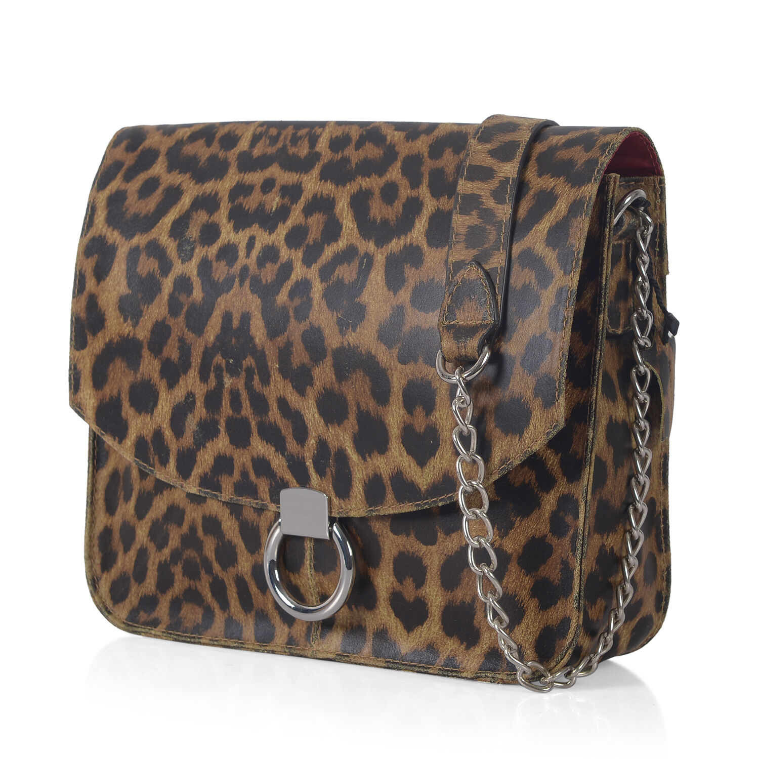 Close Out Deal Super Chic Leopard Print 100% Genuine Leather Handbag (Size 25x25 x8.5 Cm)