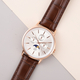 GENOA Japanese Movement White Dial 5 ATM Water Resistant Watch with Brown Leather Strap in Stainless Steel